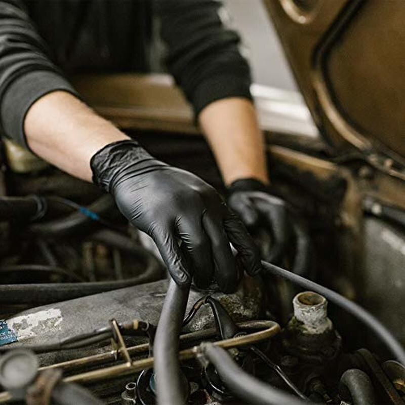 20Pcs Nitrile Disposable Gloves Waterproof Latex Free Black Cooking